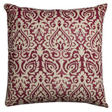 Damask Red and White Cotton Decorative Throw Pillow