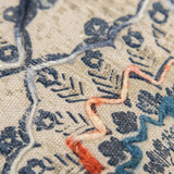 Rizzy Home Beige, Rust, and Blue Hand-crafted Medallion Throw Pillow