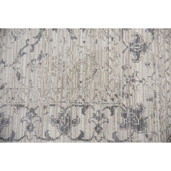 Swagger Collection Grey Distress Medallion Rug