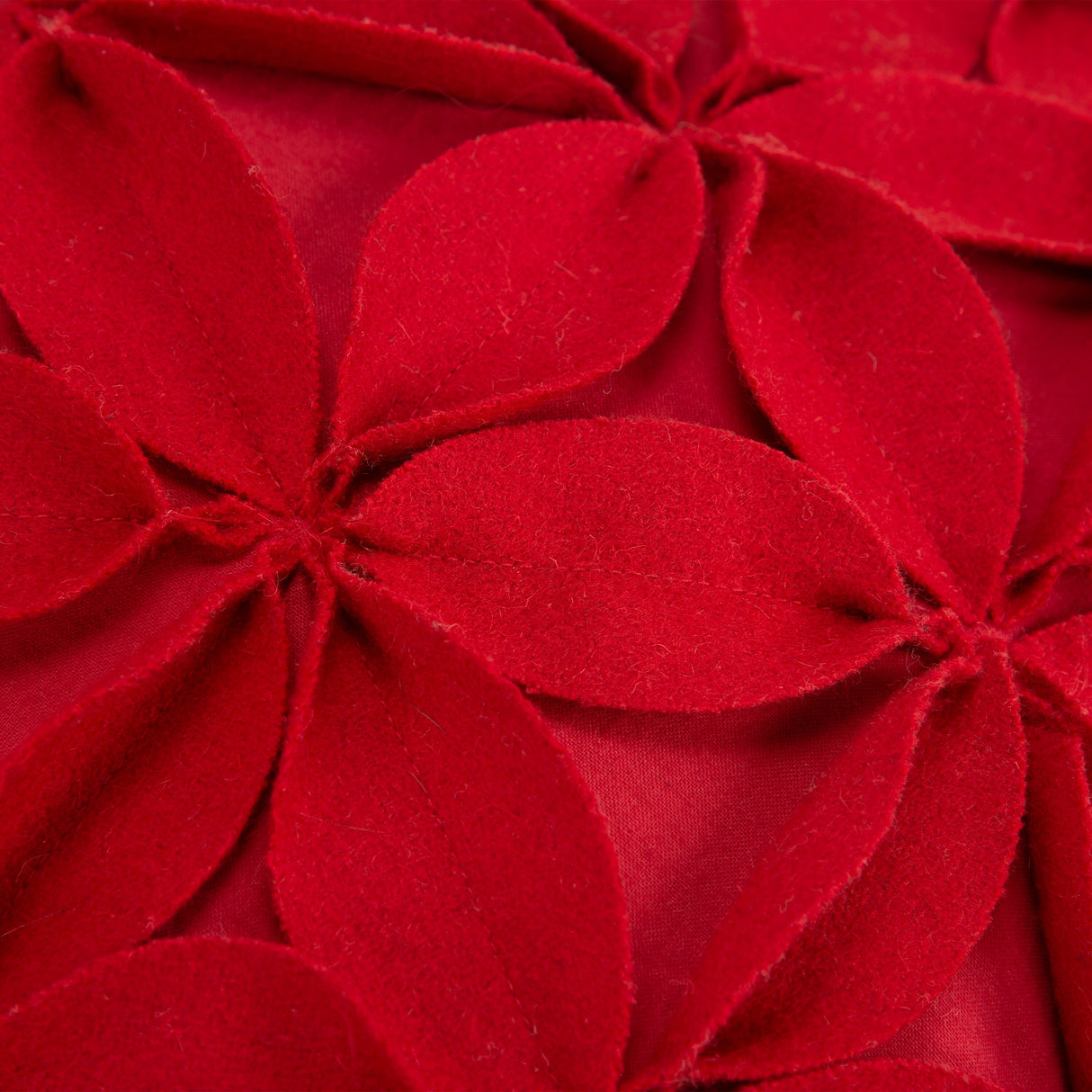Rizzy Home Red Wool Felt Botanical Petals Throw Pillow Cover - 18" x 18"