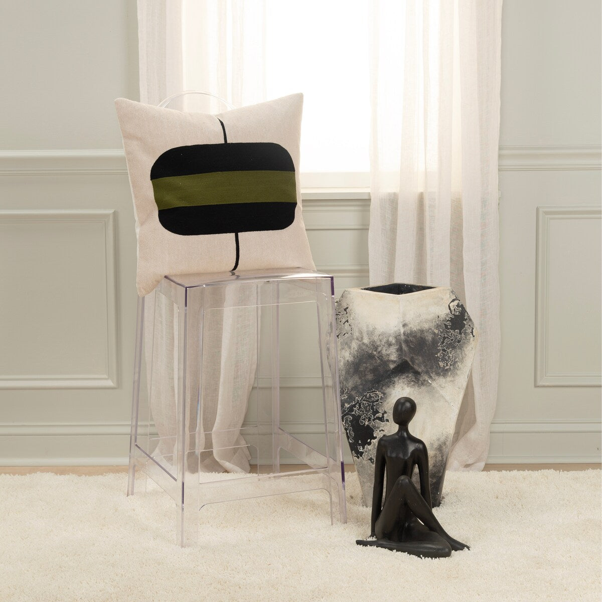 Rizzy Home Transitional Multicolor Poly Filled Pillow - 20" x 20"