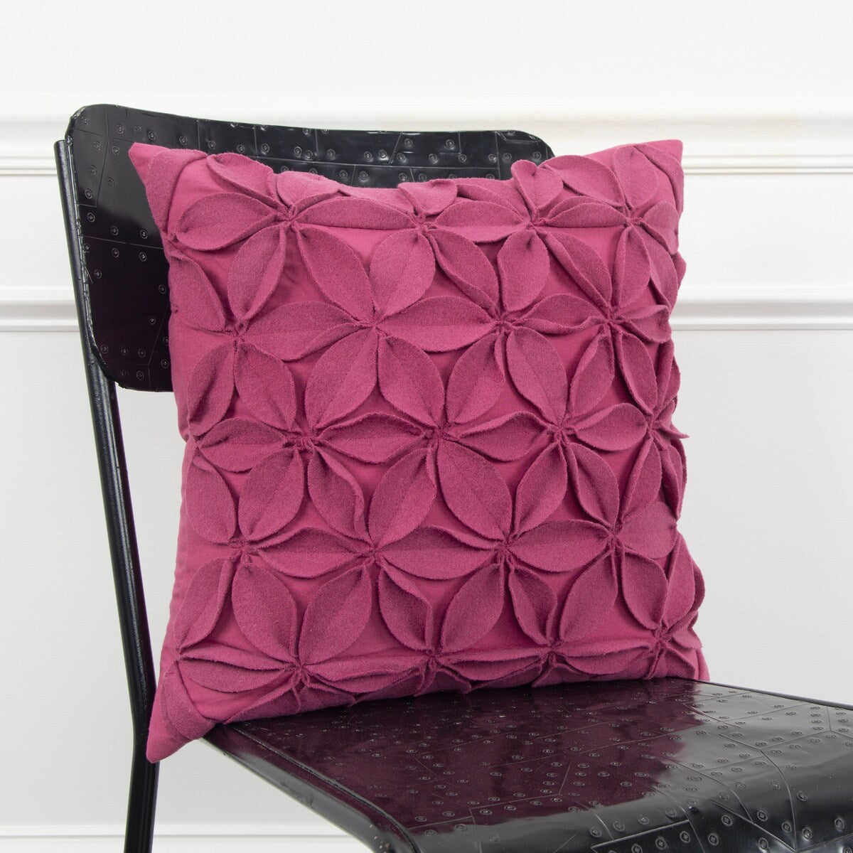 Rizzy Home Wool Felt Botanical Petals Throw Pillow