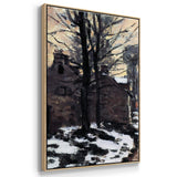 Road to Louveciennes, melting snow children, sunset by Monet - Multi Piece Framed Canvas