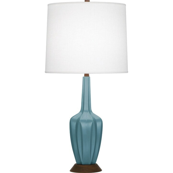 Robert Abbey MOB15 One Light Accent Lamp Cecilia Matte Steel Blue Glaz - Exact Size