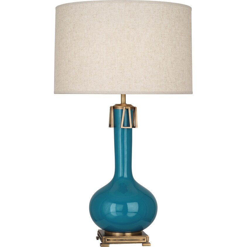 Robert Abbey PC992 One Light Table Lamp Athena Peacock Glazed Ceramic - Exact Size