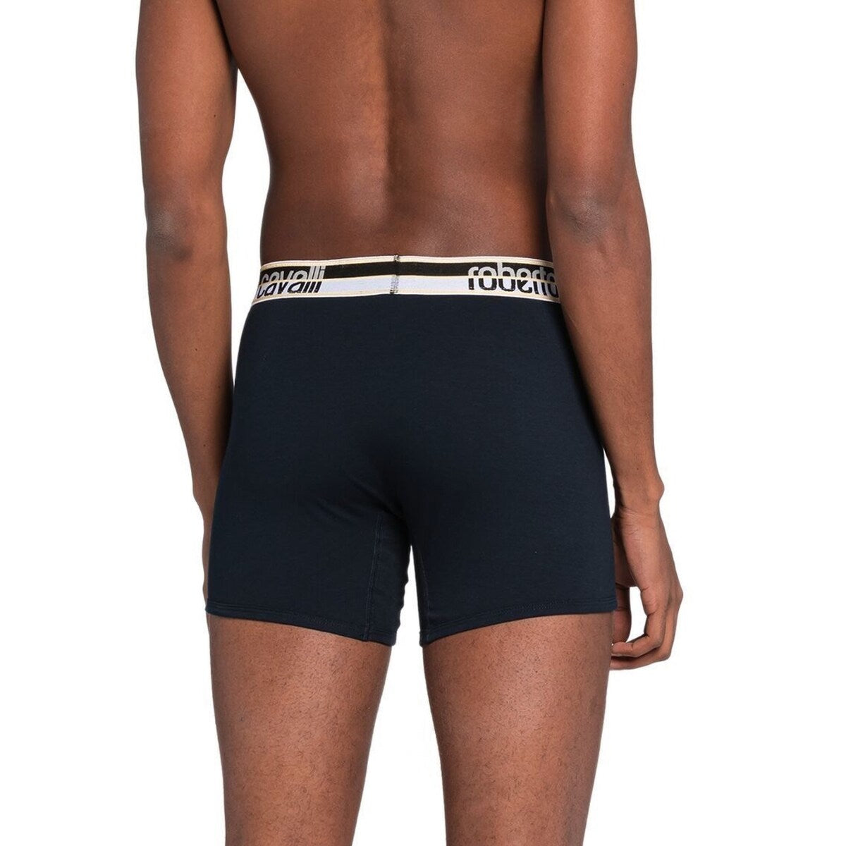 Roberto Cavalli Navy Blue Cotton Jersey Stretch Boxer Brief-2-Pack- for mens