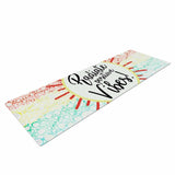Robin Dickinson "Radiate Positive Vibes" Multicolor Pattern Typography Illustration Digital Yoga Mat - Multi