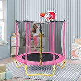 Robust 5.5FT Trampoline for Kids with Enclosure With Basketball