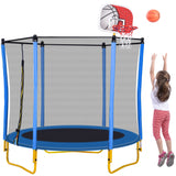 Robust 5.5FT Trampoline for Kids with Enclosure With Basketball