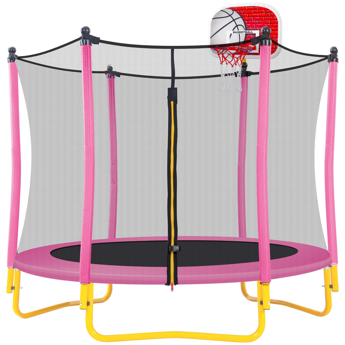 Robust 5.5FT Trampoline for Kids with Enclosure With Basketball