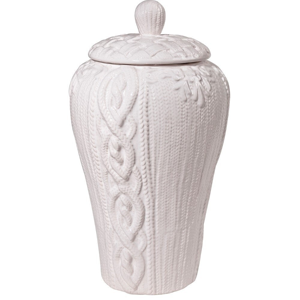 Rock Based Decorative Lidded Jar, White