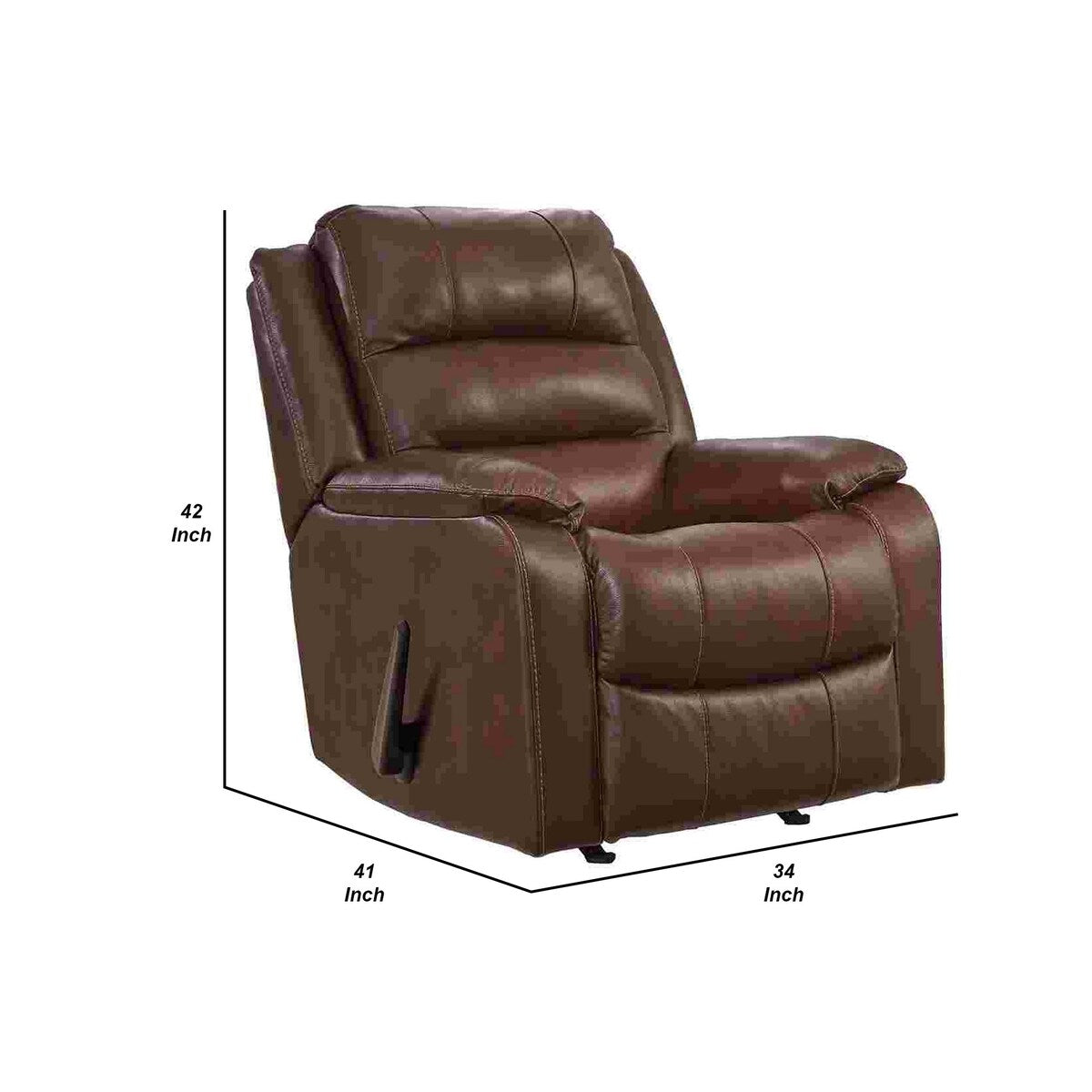 Rocker Recliner with Pull Tab Reclining Motion, Mahogany Brown