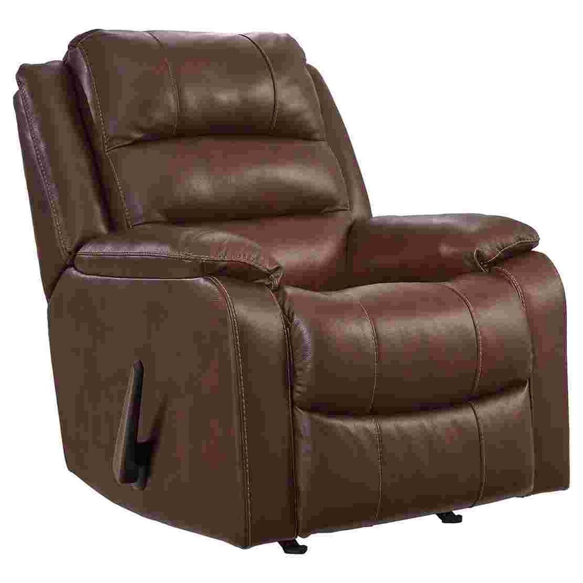 Rocker Recliner with Pull Tab Reclining Motion, Mahogany Brown