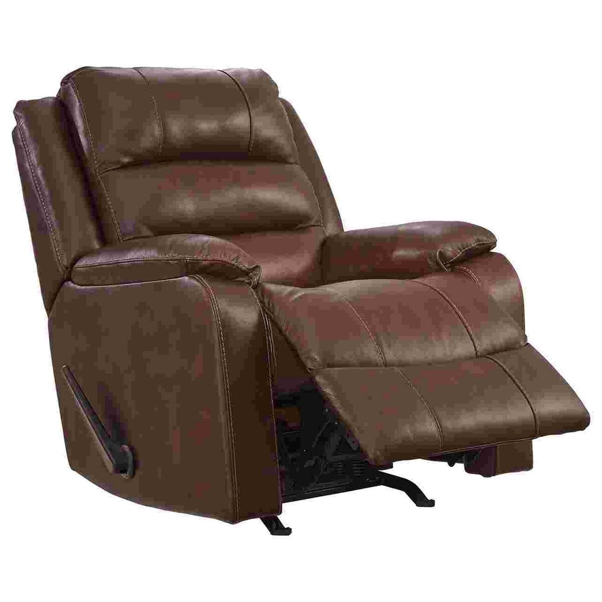Rocker Recliner with Pull Tab Reclining Motion, Mahogany Brown