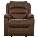 Rocker Recliner with Pull Tab Reclining Motion, Mahogany Brown