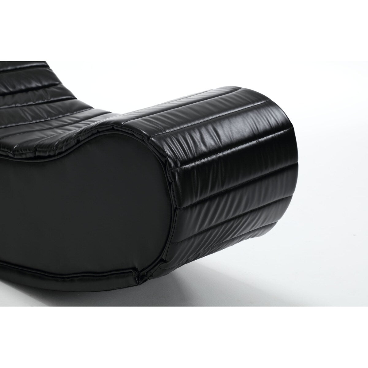Rocking Chair, Upholstered Yoga Chaise Lounges, Faux Leather Curved Sofa Rocking Leisure Bench, Decompression Chair, Black
