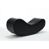 Rocking Chair, Upholstered Yoga Chaise Lounges, Faux Leather Curved Sofa Rocking Leisure Bench, Decompression Chair, Black