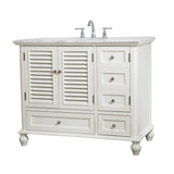 Rockland Coastal Bathroom Vanity Cabinet Set with Marble Top