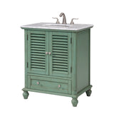 Rockland Coastal Bathroom Vanity Cabinet Set with Marble Top