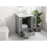 Rockland Coastal Bathroom Vanity Cabinet Set with Marble Top