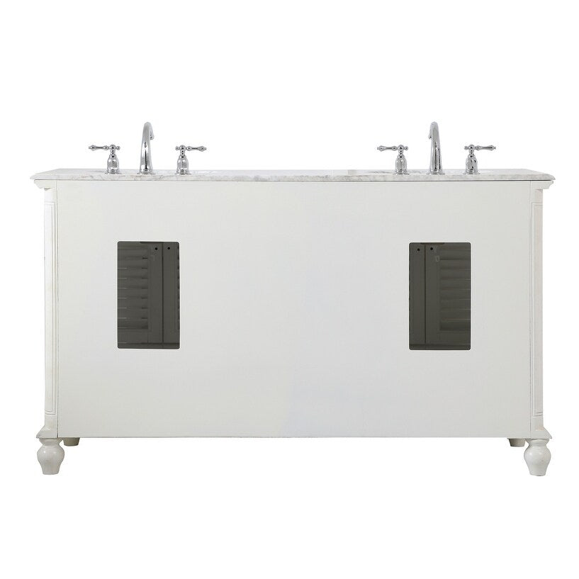 Rockland Coastal Bathroom Vanity Cabinet Set with Marble Top
