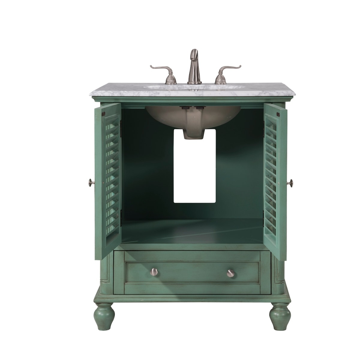 Rockland Coastal Bathroom Vanity Cabinet Set with Marble Top