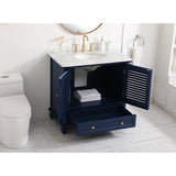 Rockland Coastal Bathroom Vanity Cabinet Set with Marble Top