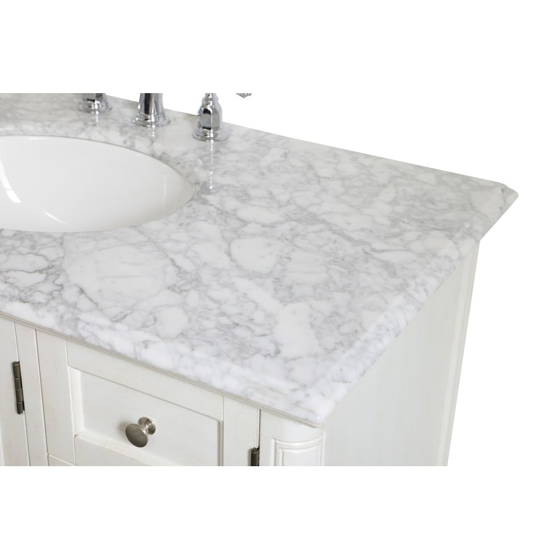 Rockland Coastal Bathroom Vanity Cabinet Set with Marble Top