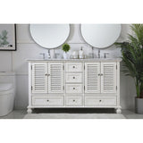 Rockland Coastal Bathroom Vanity Cabinet Set with Marble Top