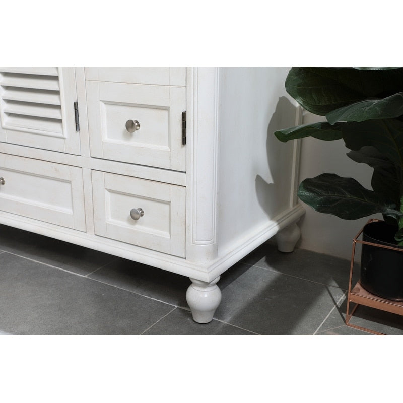 Rockland Coastal Bathroom Vanity Cabinet Set with Marble Top