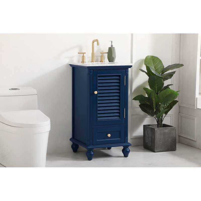 Rockland Coastal Bathroom Vanity Cabinet Set with Marble Top