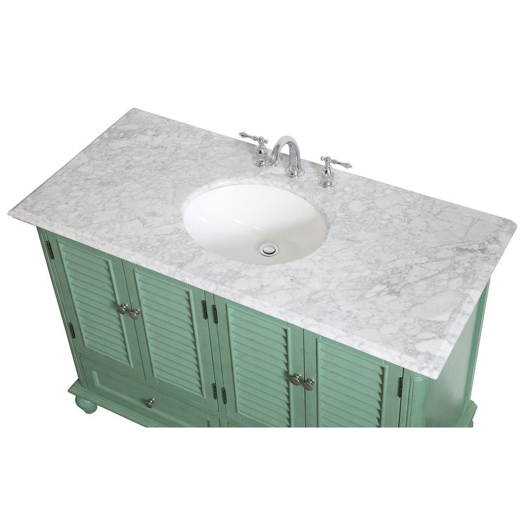 Rockland Coastal Bathroom Vanity Cabinet Set with Marble Top