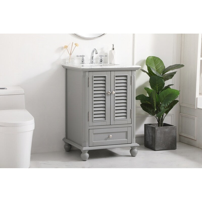 Rockland Coastal Bathroom Vanity Cabinet Set with Marble Top