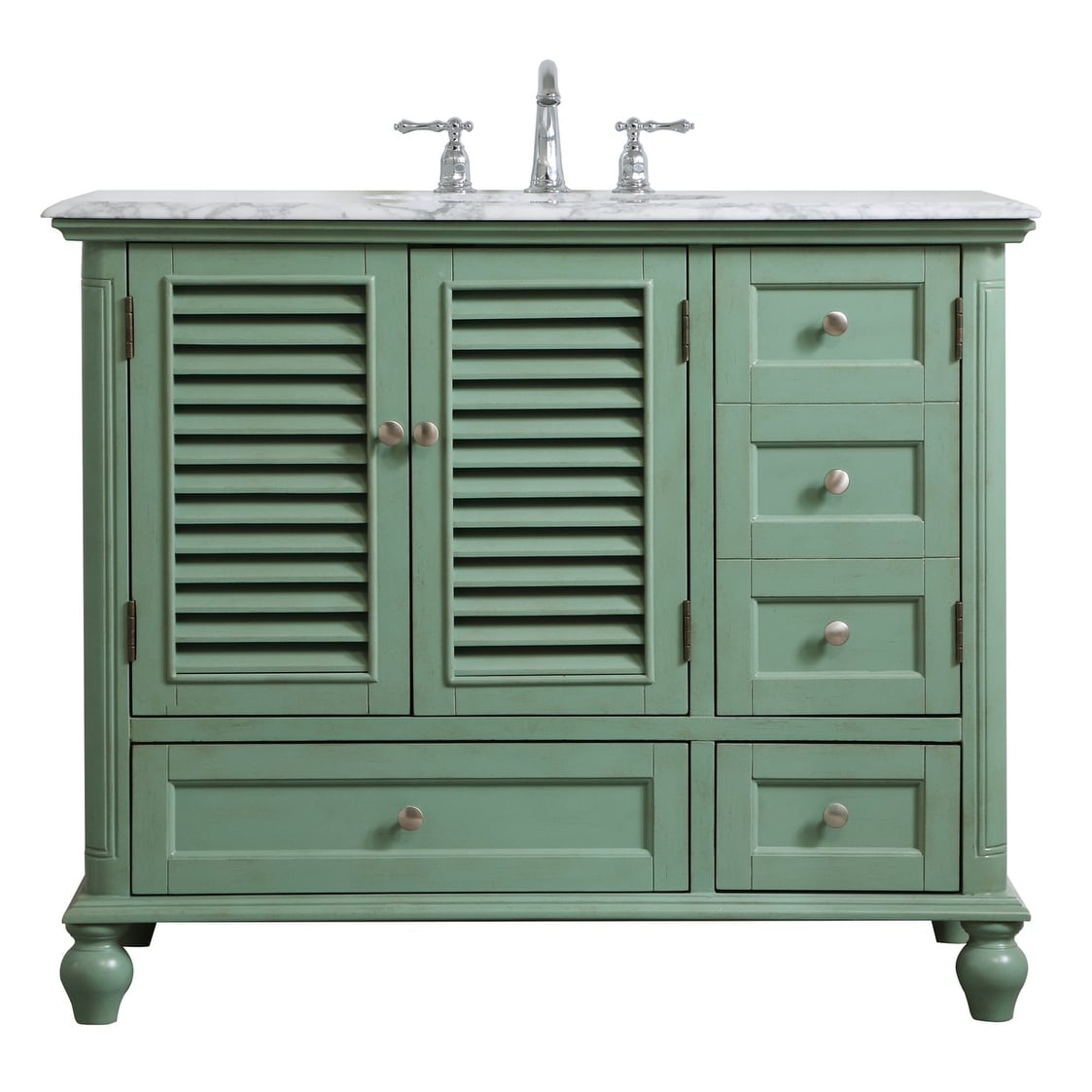 Rockland Coastal Bathroom Vanity Cabinet Set with Marble Top