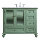 Rockland Coastal Bathroom Vanity Cabinet Set with Marble Top
