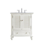 Rockland Coastal Bathroom Vanity Cabinet Set with Marble Top