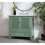 Rockland Coastal Bathroom Vanity Cabinet Set with Marble Top