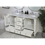 Rockland Coastal Bathroom Vanity Cabinet Set with Marble Top