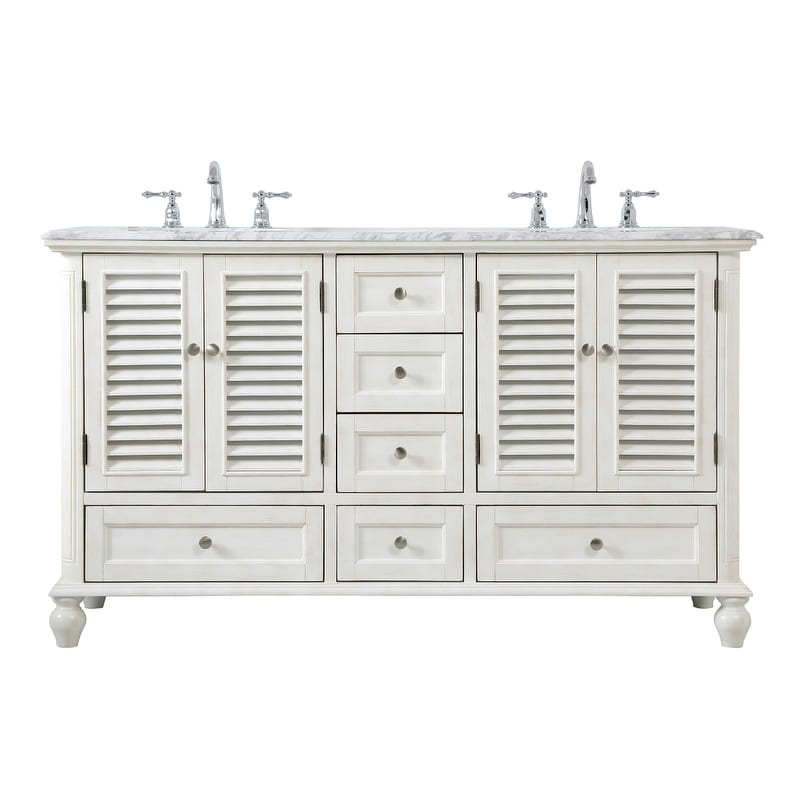 Rockland Coastal Bathroom Vanity Cabinet Set with Marble Top