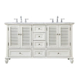Rockland Coastal Bathroom Vanity Cabinet Set with Marble Top