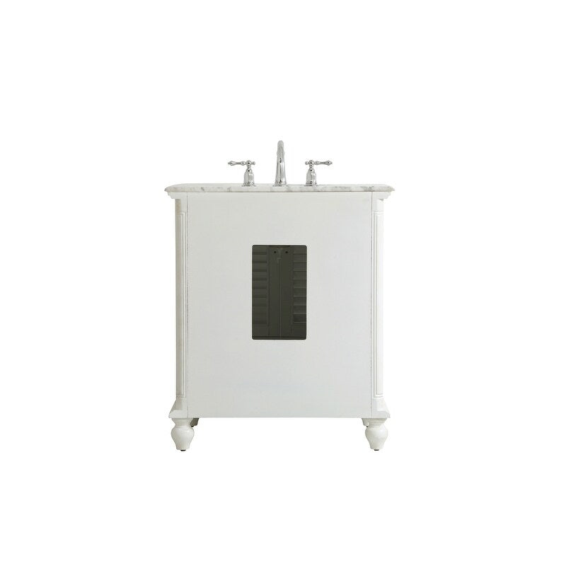 Rockland Coastal Bathroom Vanity Cabinet Set with Marble Top