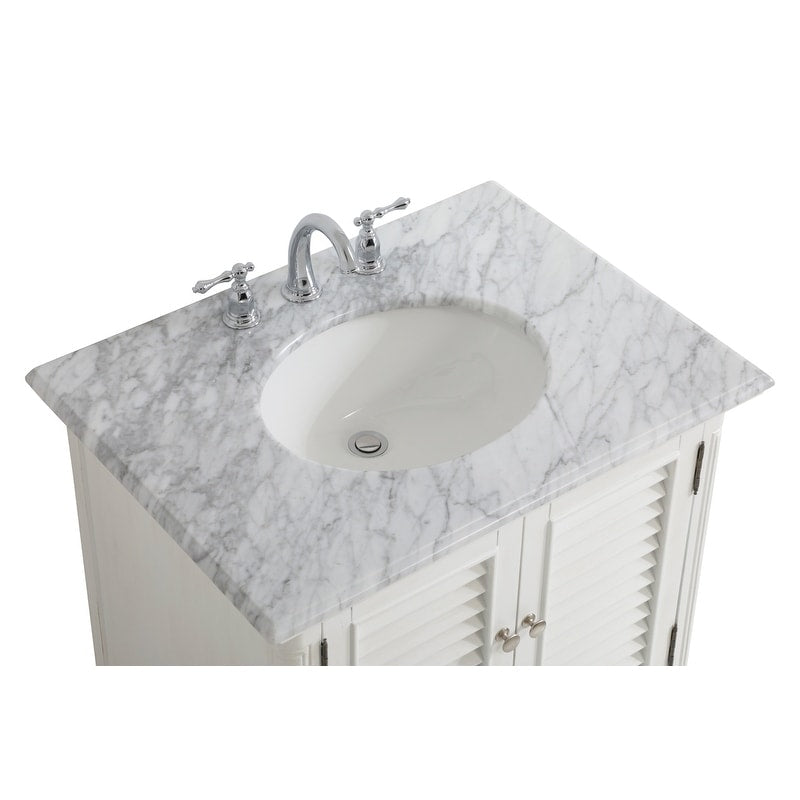 Rockland Coastal Bathroom Vanity Cabinet Set with Marble Top