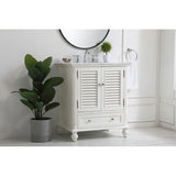 Rockland Coastal Bathroom Vanity Cabinet Set with Marble Top