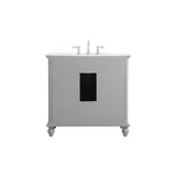 Rockland Coastal Bathroom Vanity Cabinet Set with Marble Top