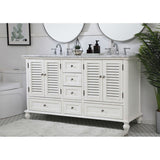 Rockland Coastal Bathroom Vanity Cabinet Set with Marble Top