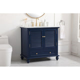 Rockland Coastal Bathroom Vanity Cabinet Set with Marble Top