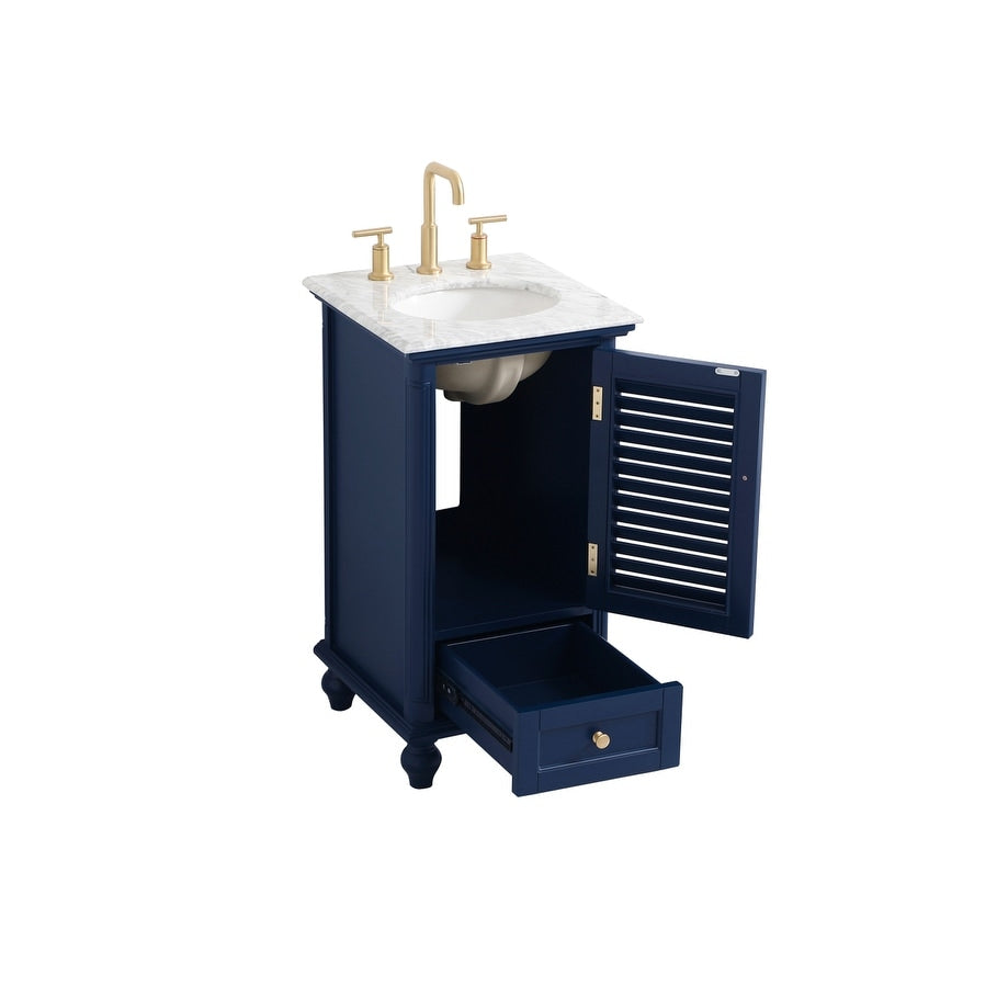 Rockland Coastal Bathroom Vanity Cabinet Set with Marble Top
