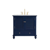 Rockland Coastal Bathroom Vanity Cabinet Set with Marble Top