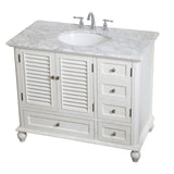 Rockland Coastal Bathroom Vanity Cabinet Set with Marble Top