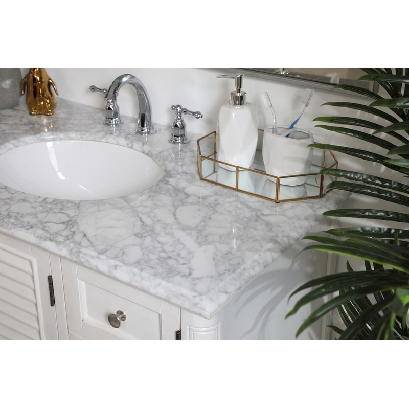 Rockland Coastal Bathroom Vanity Cabinet Set with Marble Top